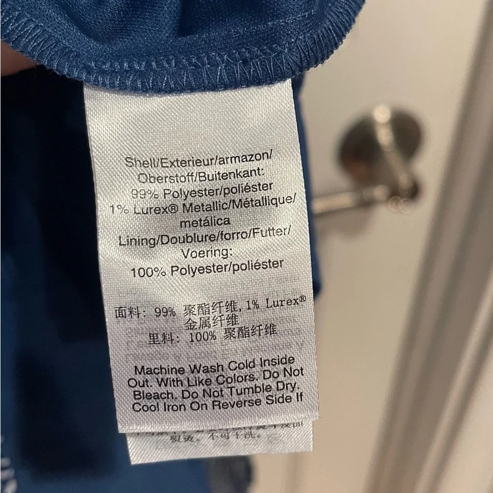 DKNY Blue and White Ruffled Puff Sleeve Sundress Size 6 - Picture 4 of 8